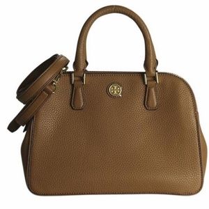 💯Tory Burch Robinson Tiger Eye Pebbled Satchel